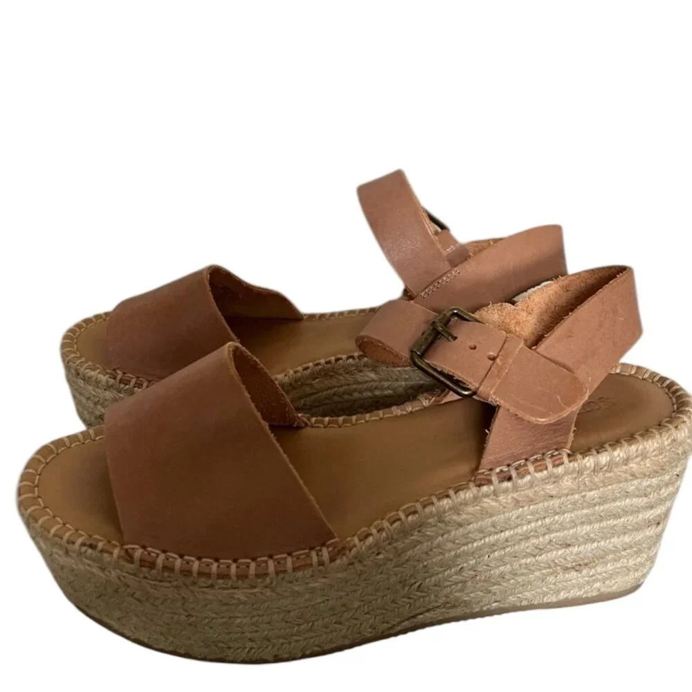 Soludos Minorca Leather Espadrille Platform Sandals Size 8